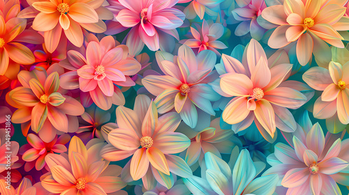 Colorful abstract floral pattern with soft petals