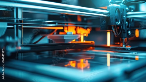 Close-up of a 3D printer's nozzle during operation photo