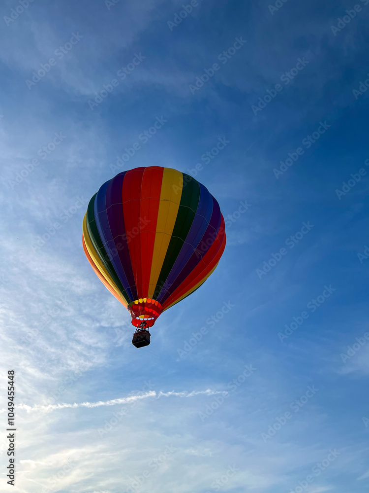 Colorful Hot Air Balloon on Blue Sky Colorful Hot Air Balloon on Blue Sky