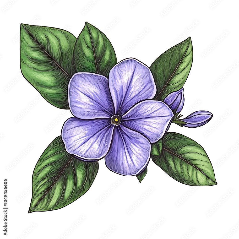 Fototapeta premium Detailed Illustration of Vinca Flower