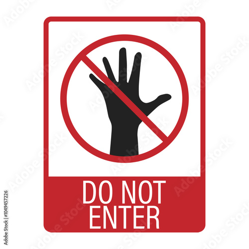 Isolated sign of do not enter sign, no trespassing, authorized personnel only, stop with hand rejection gesture icon