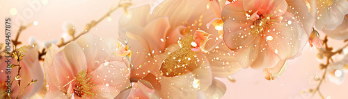 Soft floral design with gold highlights and glowing edges