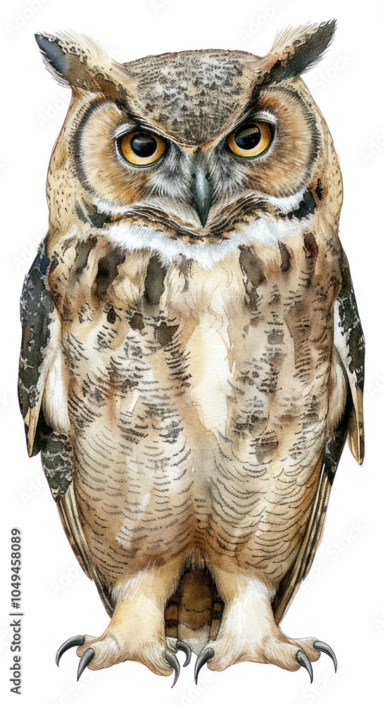Fototapeta premium PNG An owl illustration watercolor nature.