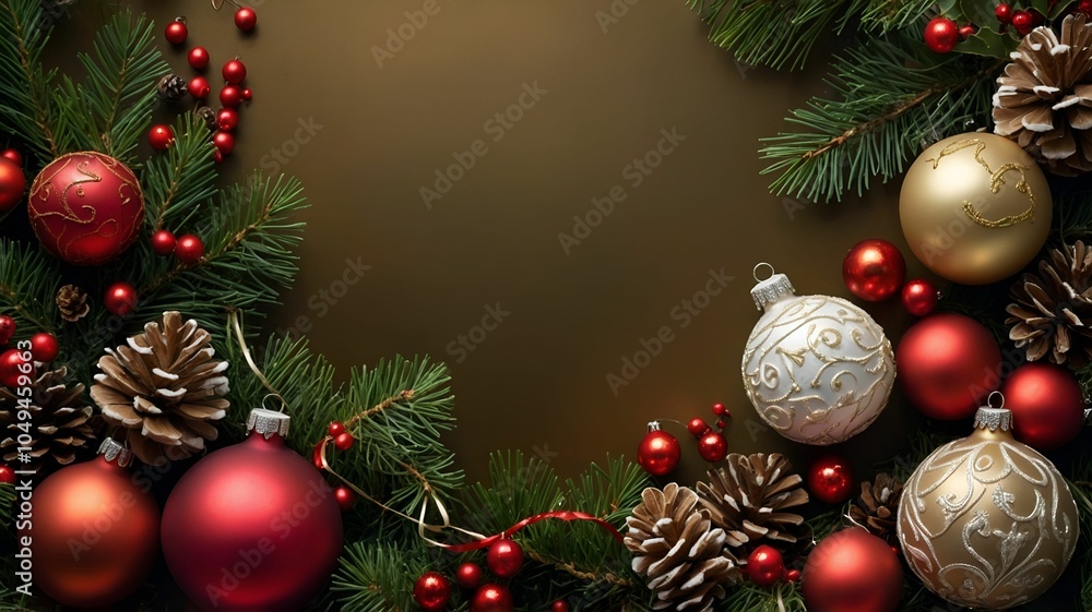 Elegant Christmas Background with Ornaments Elegant Christmas Background with Ornaments