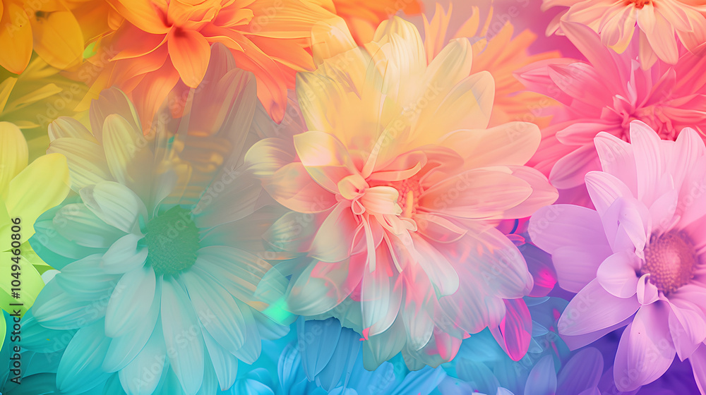 Obraz premium Vibrant flowers in a colorful gradient pattern