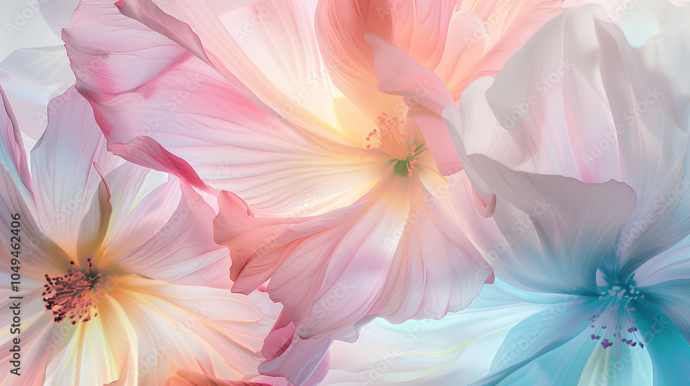 Abstract flowers with a blend of soft pastel hues. Abstract flowers with a blend of soft pastel hues.