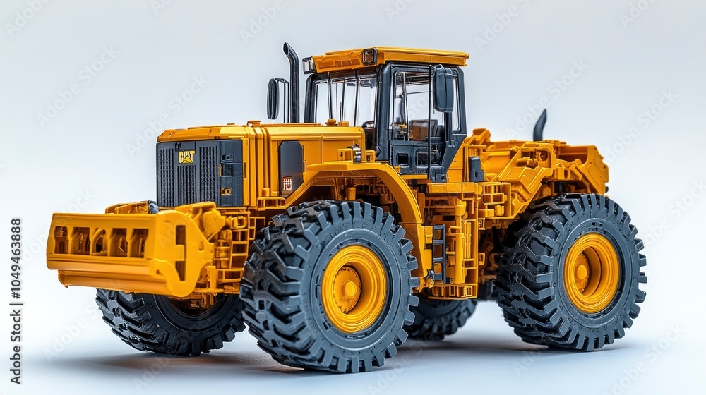 Detailed scale model of a yellow construction vehicle Detailed scale model of a yellow construction vehicle