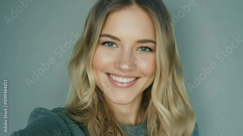 Woman smiling warmly on a golden and soft background