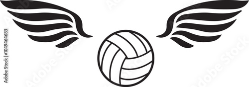 The illustration of a volleyball icon with two wings