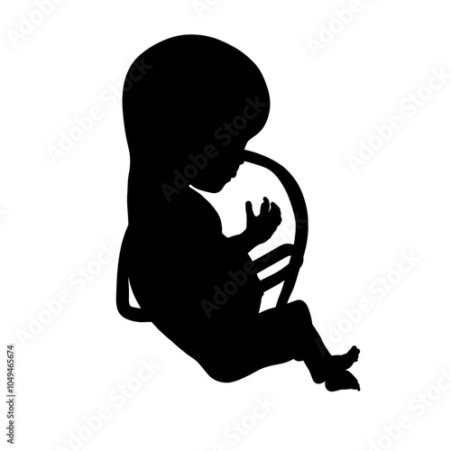 Fetus graphic icon silhouette. Embryo human silhouette sign isolated on white background. Vector illustration