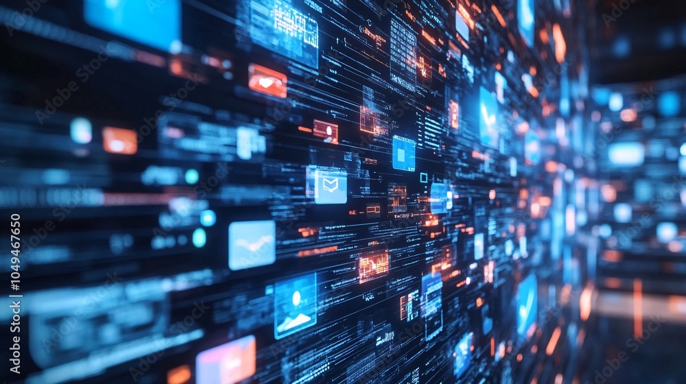 Abstract Digital Data Stream Wall Abstract Digital Data Stream Wall