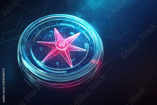 Navigation apps incorporate neon-effect digital compass icons for a modern look.
