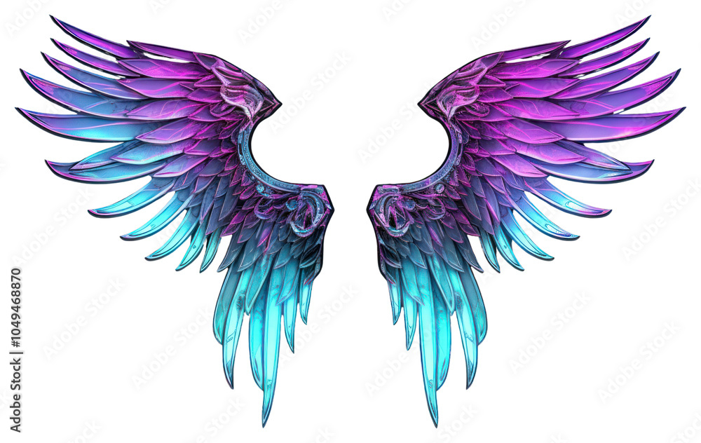 Obraz premium PNG Neon angel wings pattern bird lightweight.
