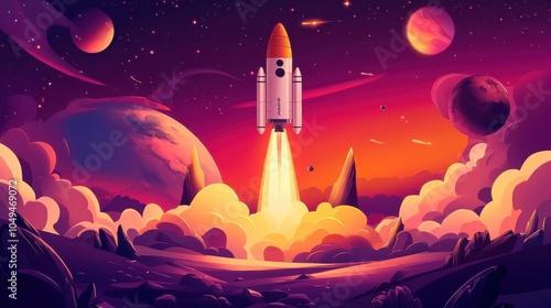 Aerospace technology: Spacecraft launching from Earth