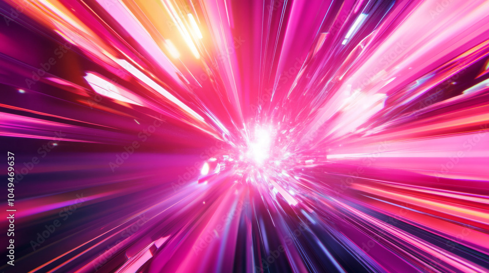 Abstract burst of vibrant pink and purple light radiating outward. Abstract burst of vibrant pink and purple light radiating outward.
