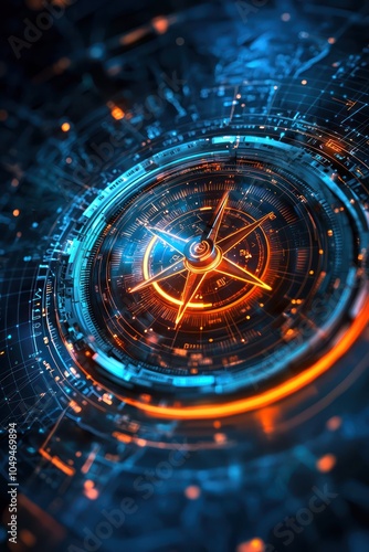 Corporate strategy and digital compass graphics highlight decision-making tools.