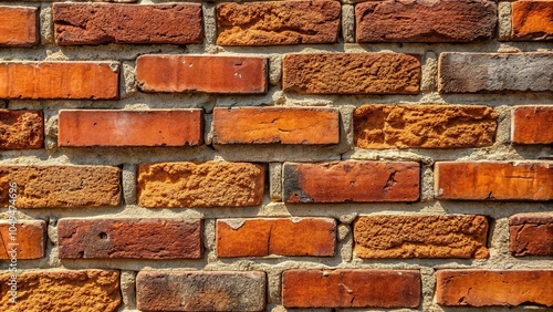 Close-up of textured brick with visible mortar lines and a rough, uneven surface, stonework detail, roughcast, rough hewn photo