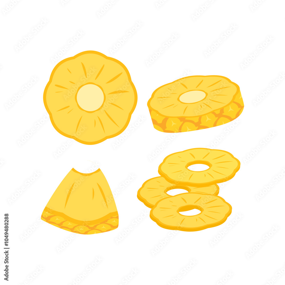 sliced pineapple fruit vector illustration, healthy tropical fruit sliced pineapple fruit vector illustration, healthy tropical fruit
