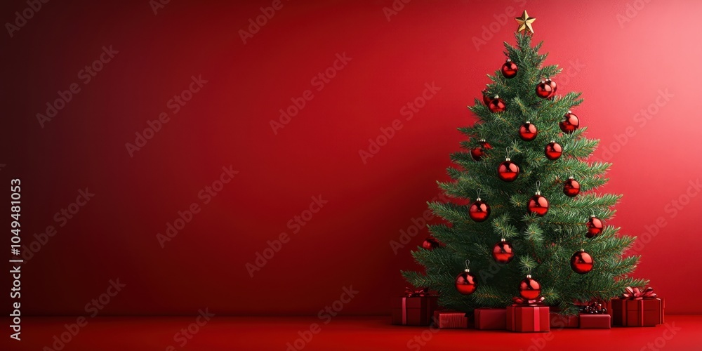 a christmas tree with red and gold ornaments a christmas tree with red and gold ornaments