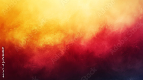 vibrant abstract painting with blend of warm colors, featuring gradient from bright yellow to deep red and dark purple. swirling patterns evoke sense of energy and movement