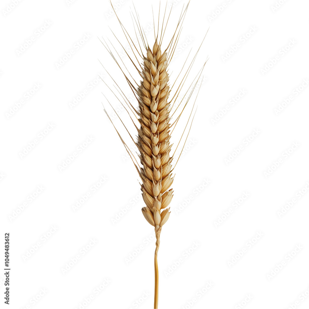 Golden wheat stalk with abundant grains, transparent background Golden wheat stalk with abundant grains, transparent background