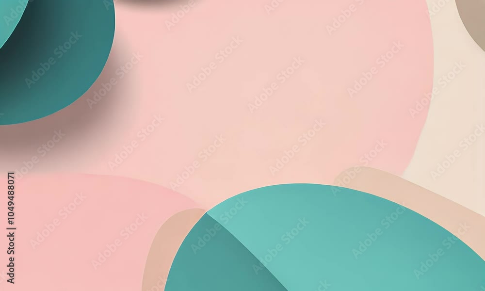 custom made wallpaper toronto digitalBackground, pastel pink and teal shapes on a beige background, simple geometric elements like shapes, circles, squares and lines, stripes,