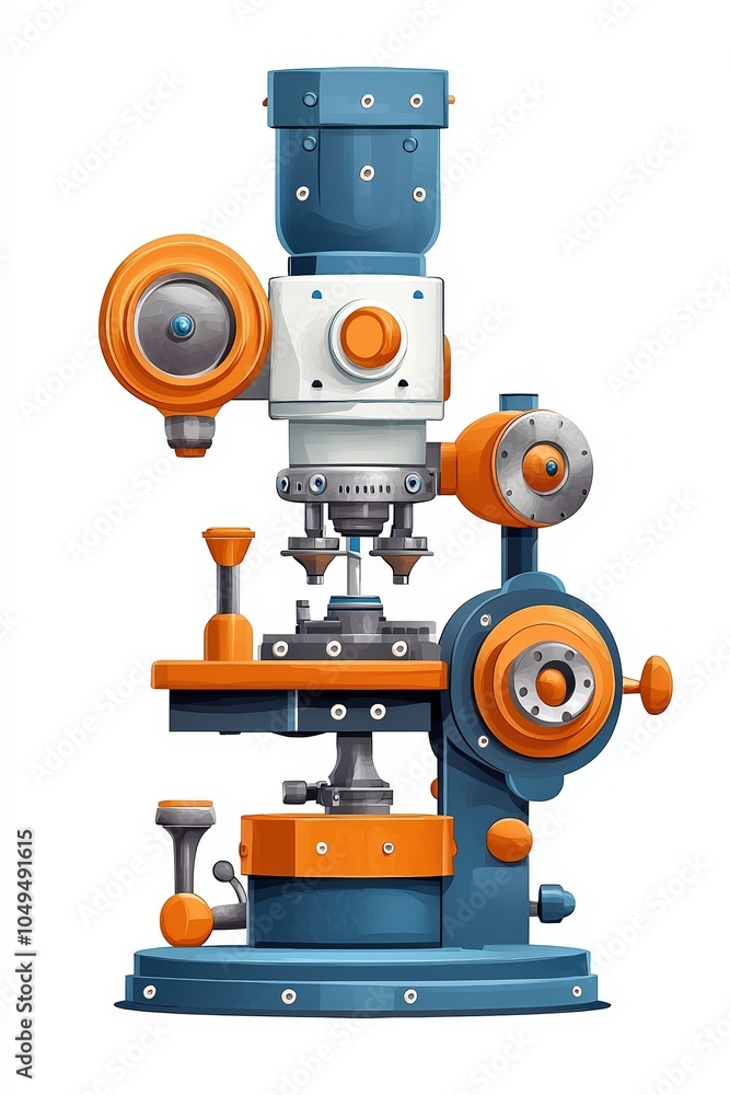 Modern precision machinery, white isolate background Modern precision machinery, white isolate background