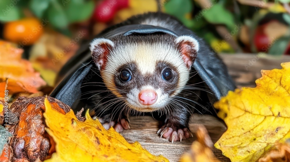 Discover the adorable and unique behavior of ferrets nestled among autumn leaves Discover the adorable and unique behavior of ferrets nestled among autumn leaves