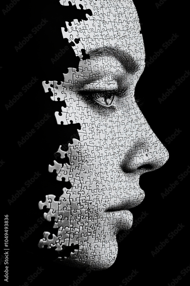 Abstract Puzzle Black and White Outline Portrait of Women: Artistic Female Background Wallpaper Abstract Puzzle Black and White Outline Portrait of Women: Artistic Female Background Wallpaper