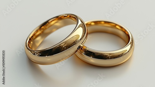 Elegant golden wedding rings on a smooth surface