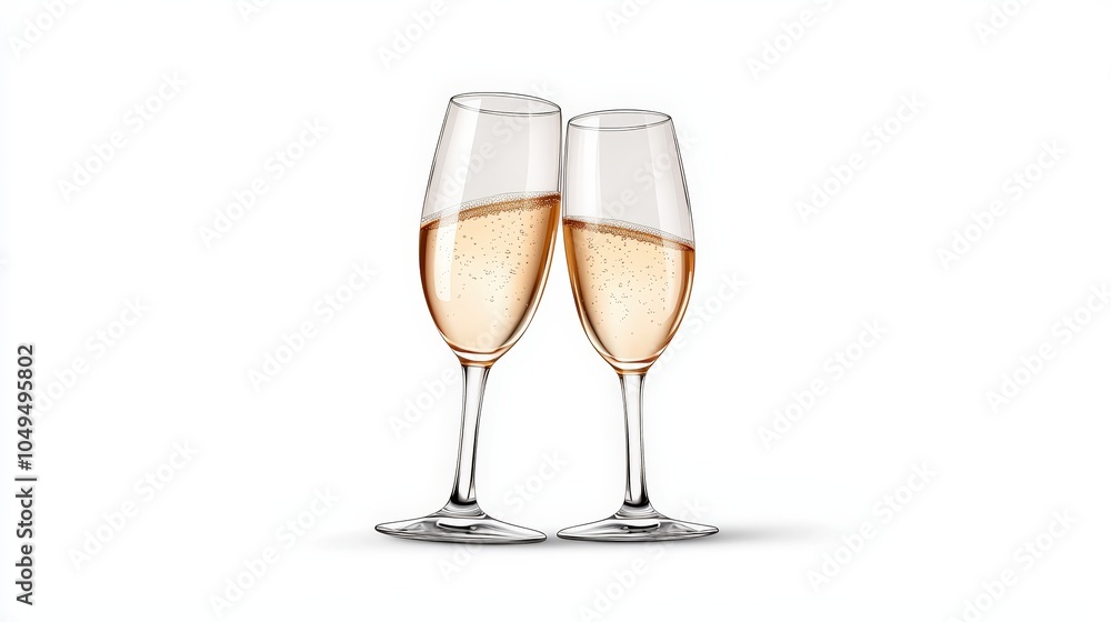 Two elegant champagne glasses filled with sparkling rose, perfect for celebrations and special occasions. Two elegant champagne glasses filled with sparkling rose, perfect for celebrations and special occasions.