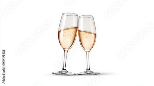 Two elegant champagne glasses filled with sparkling rose, perfect for celebrations and special occasions.