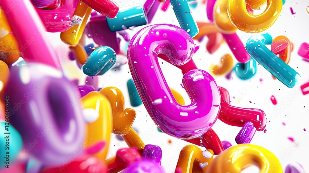 Fototapeta premium Vibrant colorful letters in a dynamic abstract composition