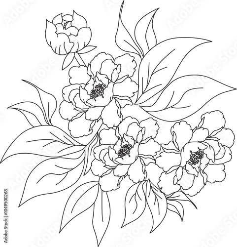 Flowerof with leaves embroidery design.