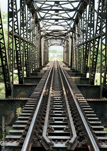 100 years of Khlong Chan Di Steel Railway Bridge, Chawang, Nakhon Si Thammarat, Thailand.