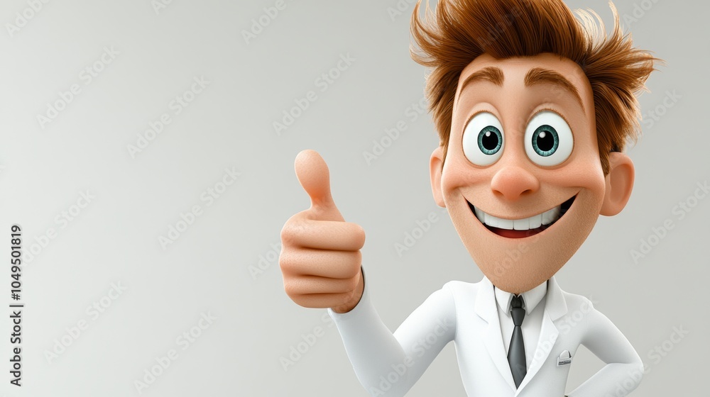 Happy Cartoon Scientist Giving Thumbs Up Happy Cartoon Scientist Giving Thumbs Up