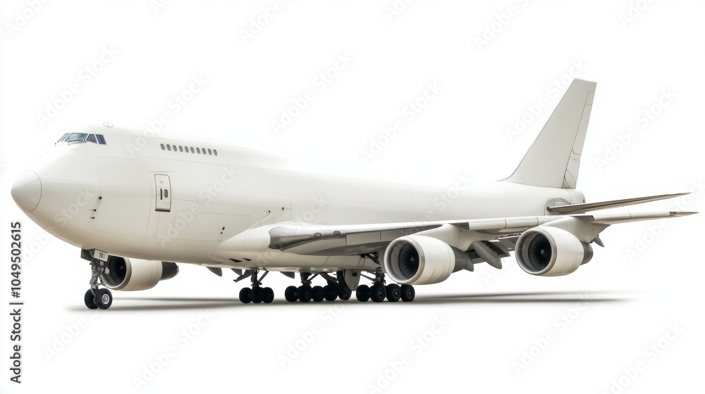 Obraz premium White Cargo Airplane on White Background Aviation Transport Travel Commercial Flight