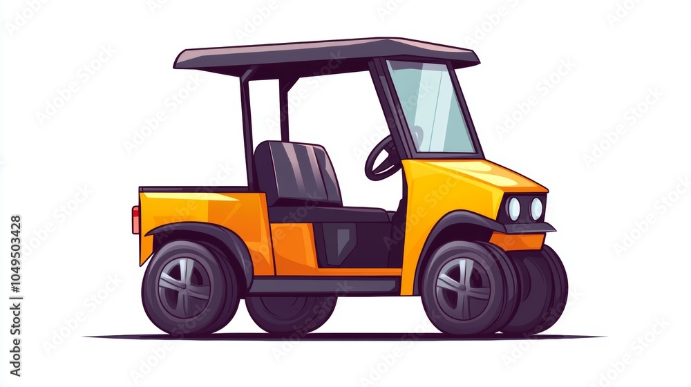 Naklejka premium Yellow Utility Vehicle Cartoon Illustration