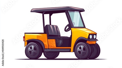 Yellow Utility Vehicle Cartoon Illustration