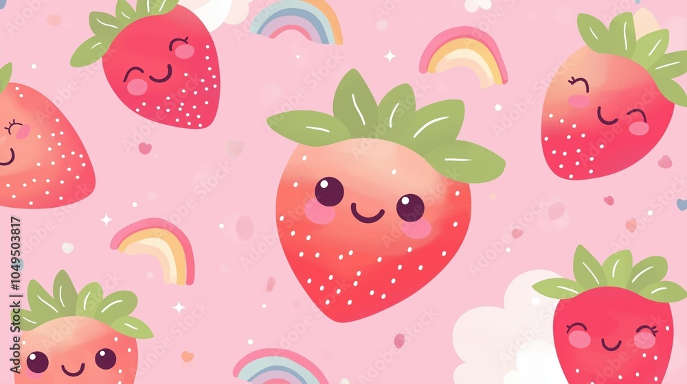 Cute Strawberry Rainbow Pattern Cute Strawberry Rainbow Pattern