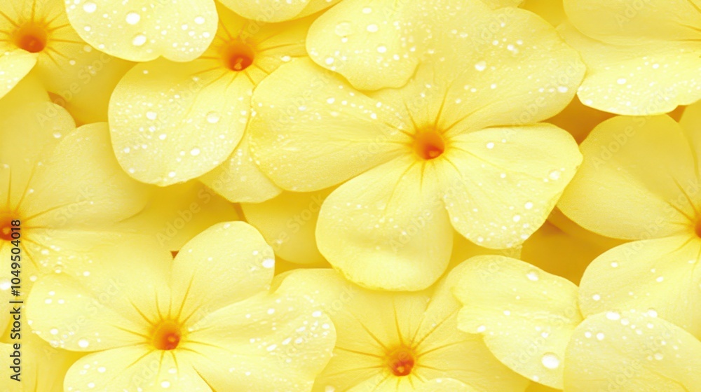 Fototapeta premium Discover the beauty of vibrant yellow flowers with dew drops glimmering in soft light