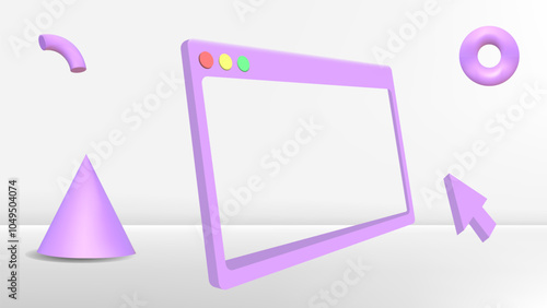 3d rendering scene blank frame user interface abstract geometric shape