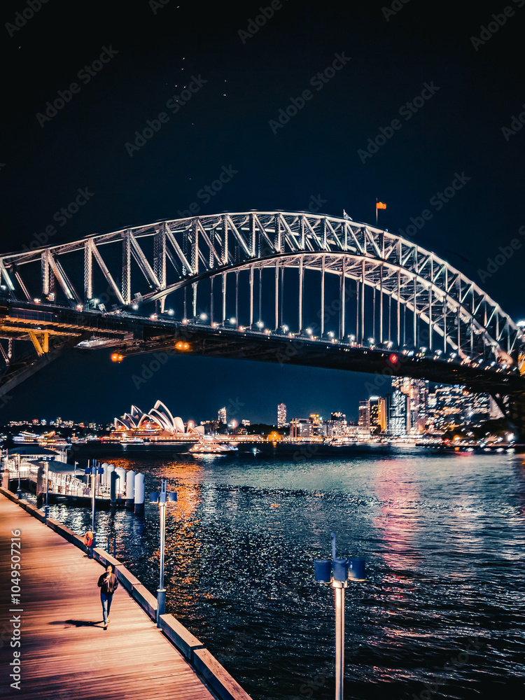 Obraz premium Sydney by night, Harbour Bridge, NSW, Australia