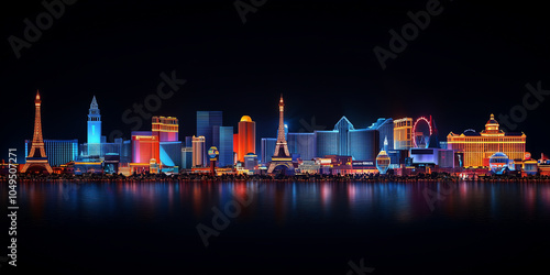 Las Vegas abstract background with illustrations featuring its iconic landmarks