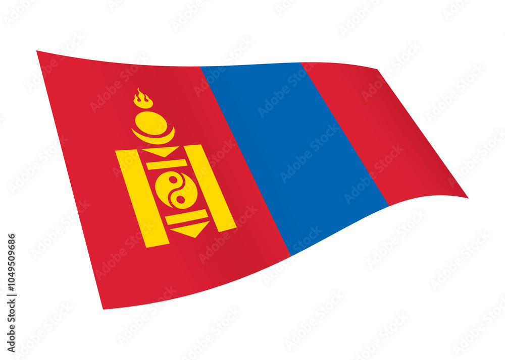 Fototapeta premium Mongolia waving flag with clipping path