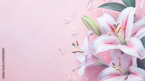 Beautiful pink lilies on a soft background, creating a serene ambiance.