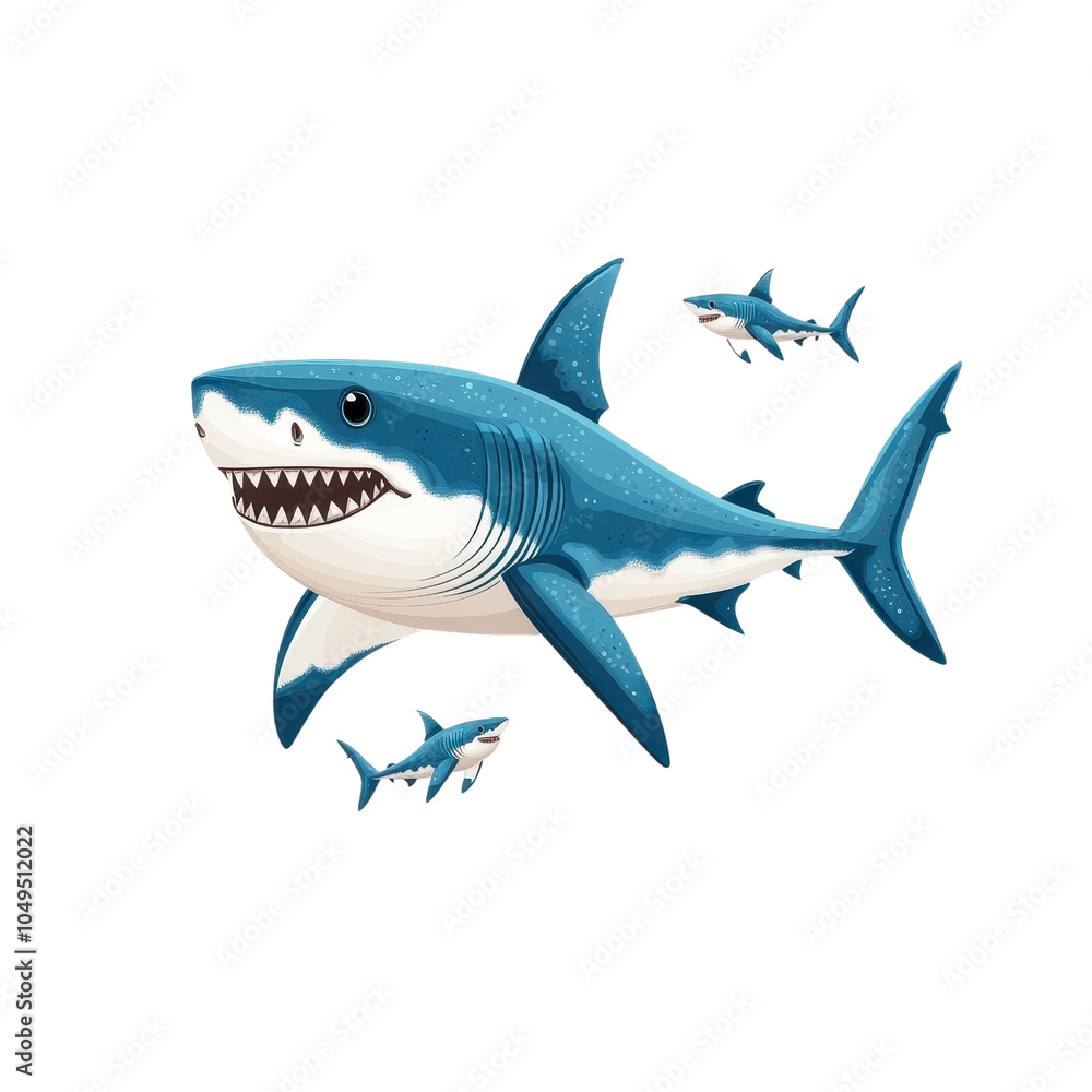A flat style shark illustration, isolate on white background, focusing on simplicity and modern design. PNG A flat style shark illustration, isolate on white background, focusing on simplicity and modern design. PNG