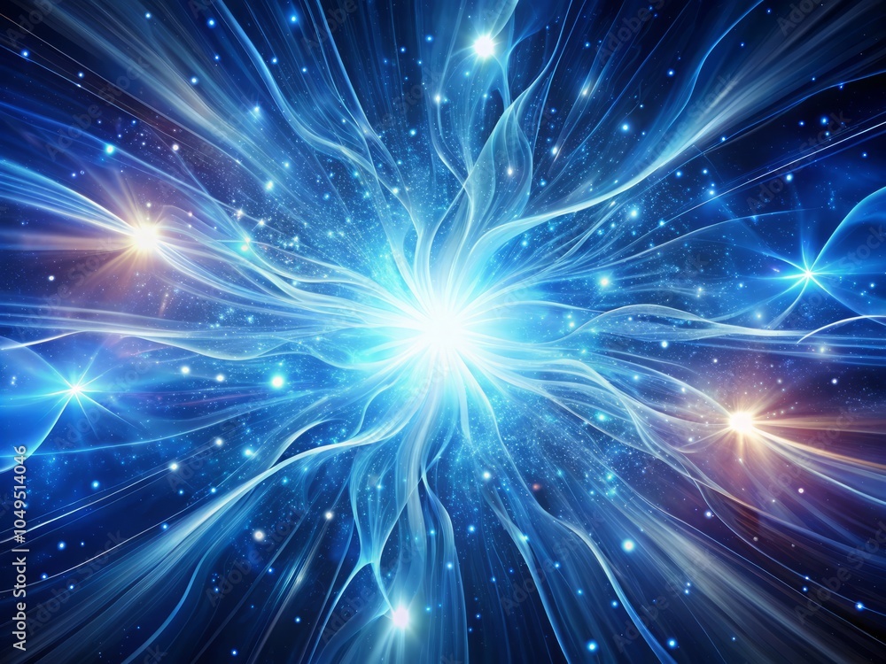 Fototapeta premium Radiant Cosmic Explosion Background with Flowing White and Celestial Blue for Creative Projects