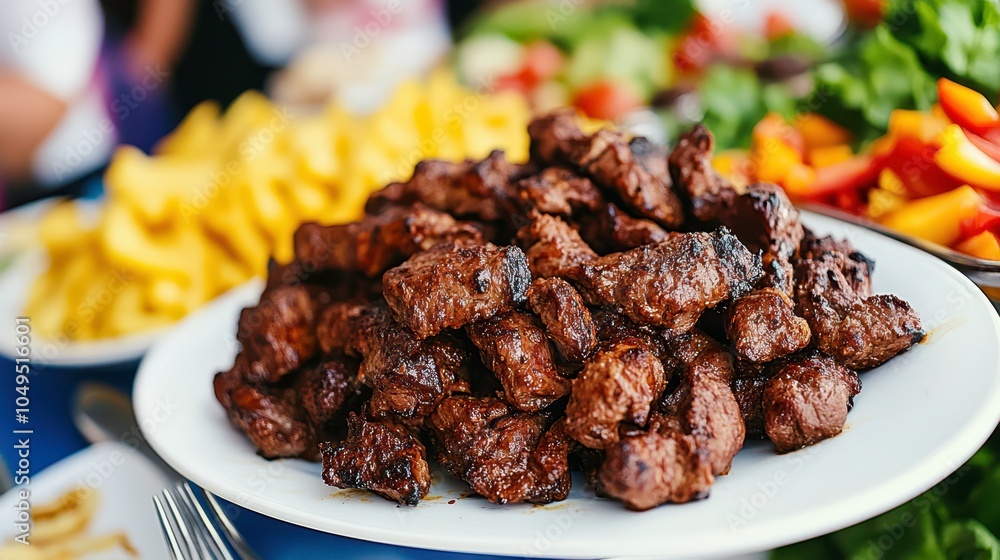 Fototapeta premium Discover how grilled meat delights enhance your culinary experience at social gatherings