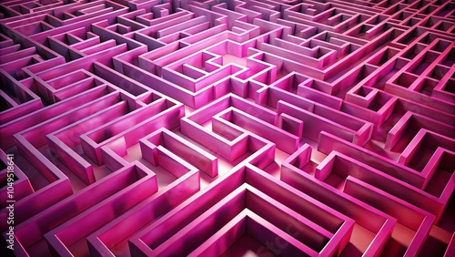 A complex labyrinth of interwoven pathways, a maze of magenta hues and metallic shimmer, illuminated by a subtle light source.